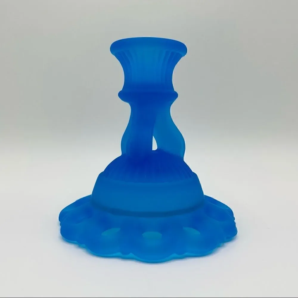 Vintage Westmoreland Doric Blue Mist Candlestick